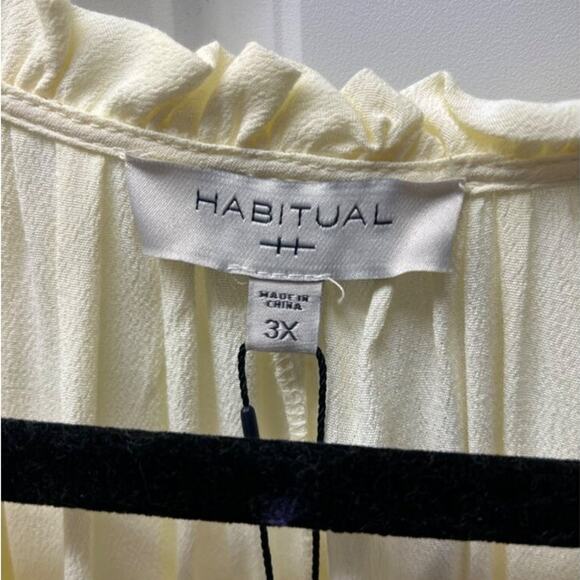 Habitual Womens Pear Sorbet Blouse 3X Lettuce Ruffled V-Neck Flowy Top - Picture 4 of 7